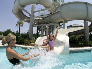 Savannah Quarters water slide at the swimming pool