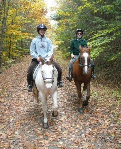 Horseback riding 1.On the trail, in Canaan, are Richard atop Youngin and his niece Samantha riding Esperanza.